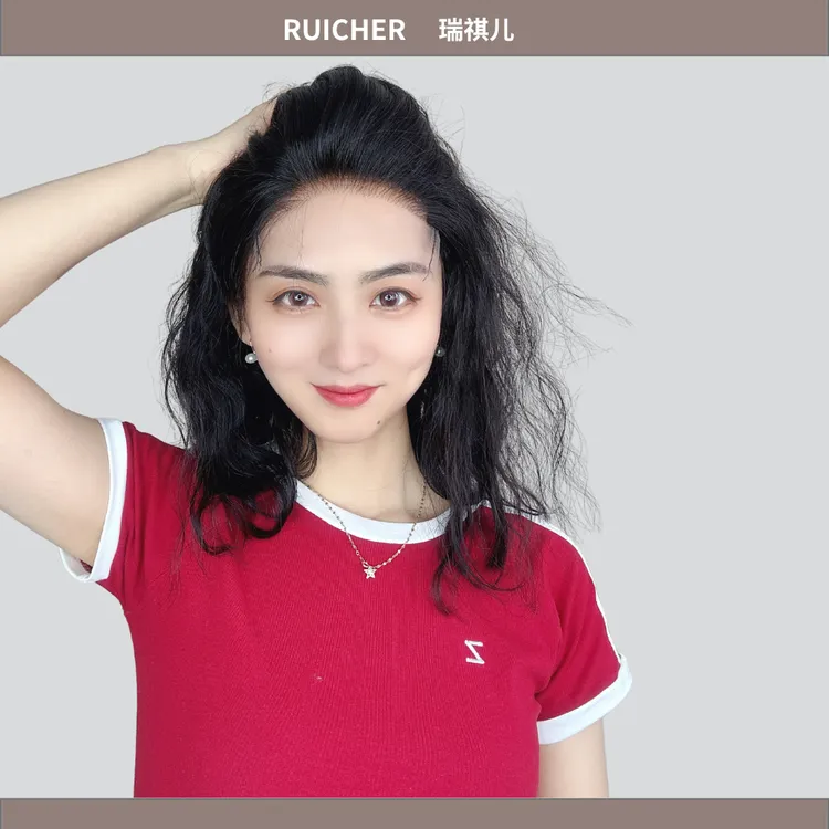 ruicher/瑞祺儿返潮复古隐形真人发蕾丝假发全头套女士卷发
