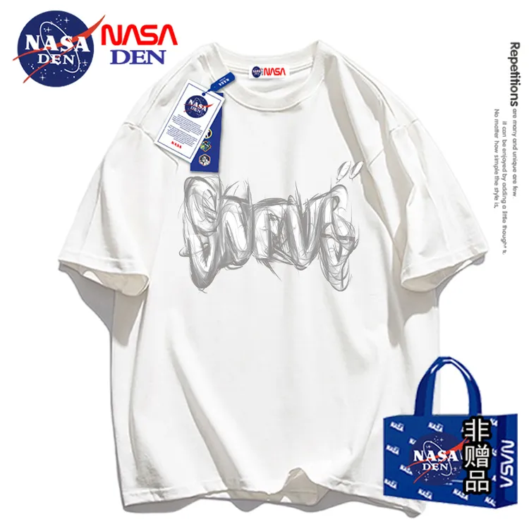 NASA联名夏季新款印花纯棉圆领短袖T恤女显瘦百搭ins男女同款上衣