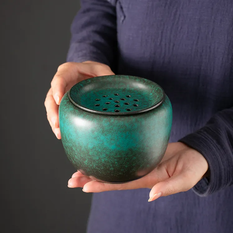 臻璞绿釉陶瓷建水日式茶洗杯洗茶盂废茶渣缸家用茶道配件茶具渣斗