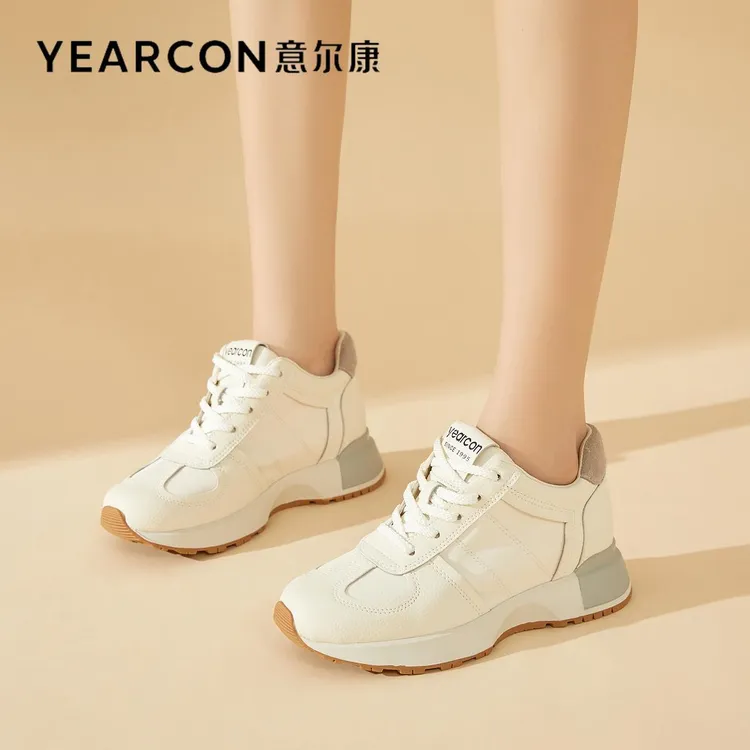 意尔康正品女鞋2025秋冬新款小个子厚底增高小白鞋防滑休闲运动鞋