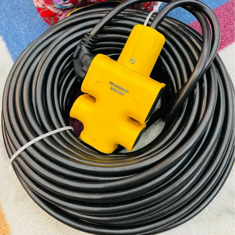 黑色防冻阻燃5-30米家用户外电动车插座延长线插多功能圆形插线板