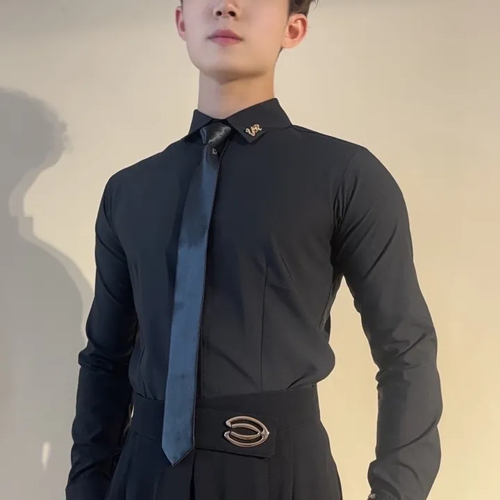 YRSS舞服♥新款金属质感LOGO衬衣男士摩登