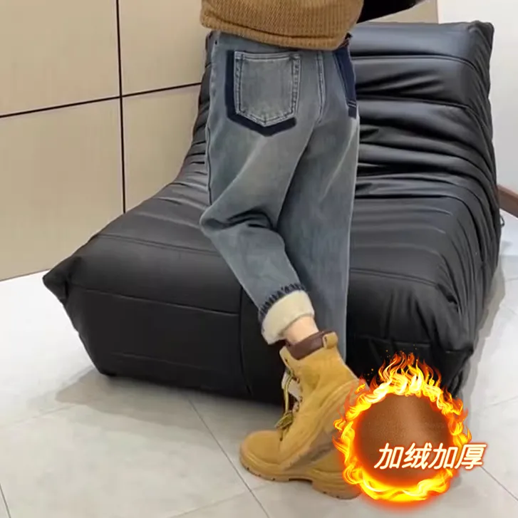 2024新款秋冬季高腰复古时尚气质宽松显瘦百搭休闲直筒哈伦牛仔裤