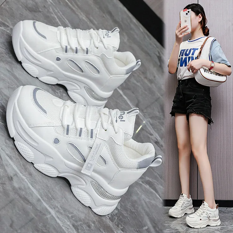 2025韩版新款小个子内增高松糕老爹鞋厚底百搭休闲鞋运动鞋女