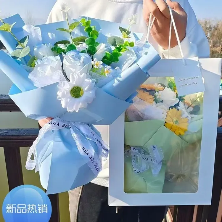 教师节创意仿真花束向日葵玫瑰香皂花送老师毕业礼物