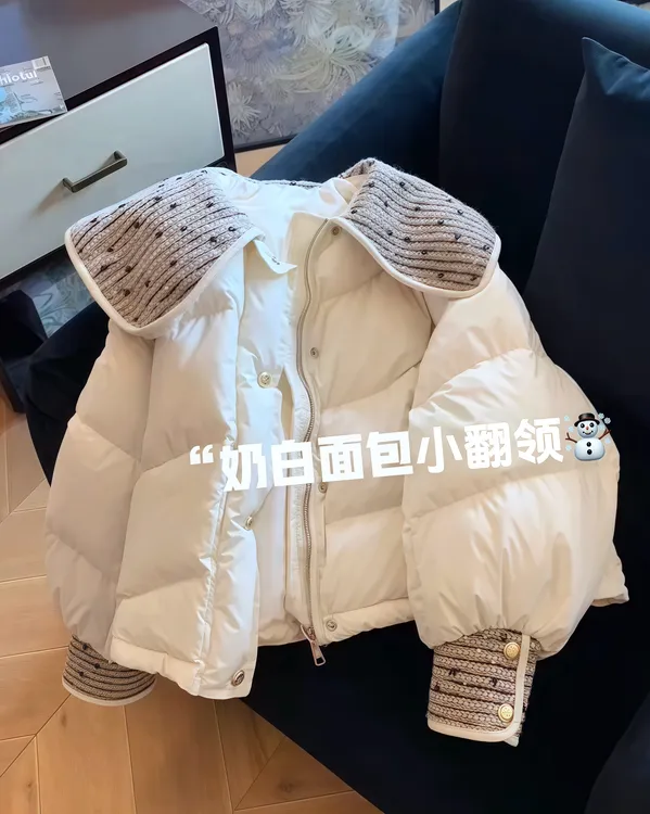 2024年秋冬新款韩版设计感娃娃领小香风短款加厚保暖棉服外套女潮