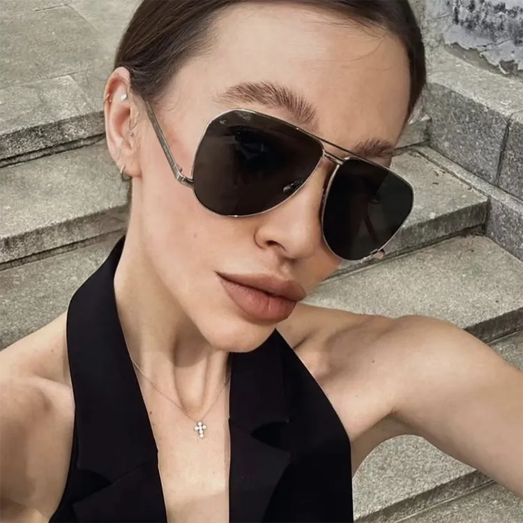 欧美时尚金属大框蛤蟆镜低脚男女潮双梁飞行员墨镜明星同款遮阳镜
