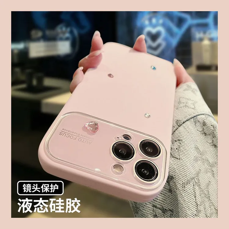 自带镜头膜苹果14promax手机壳iPhone13液态大视窗15简约新12网红
