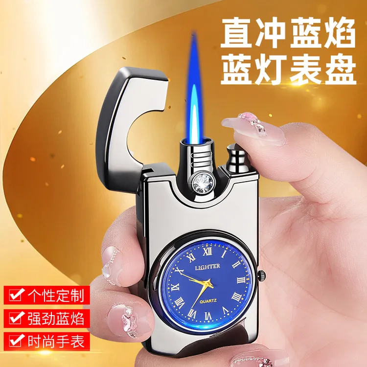 网红新款时尚手表打火机防风蓝焰直冲璀璨钻石高端个性礼物送男友