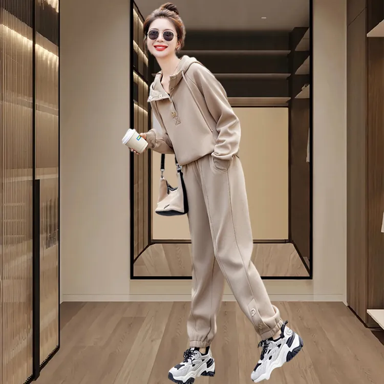 欧洲站时尚运动套装女2025春秋新款宽松套装两件套高级感轻奢高端