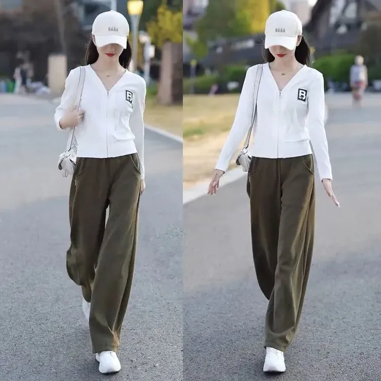 简约时尚百搭棒球服卫裤两件套2025春秋机新款时髦入秋女装一整套