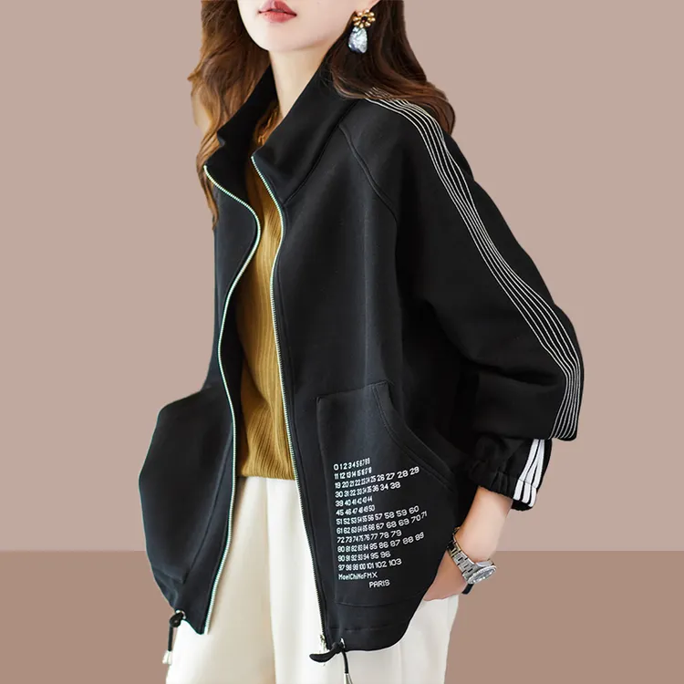 立领棒球服上衣外套女2025春秋新款宽松休闲运动夹克洋气开衫卫衣