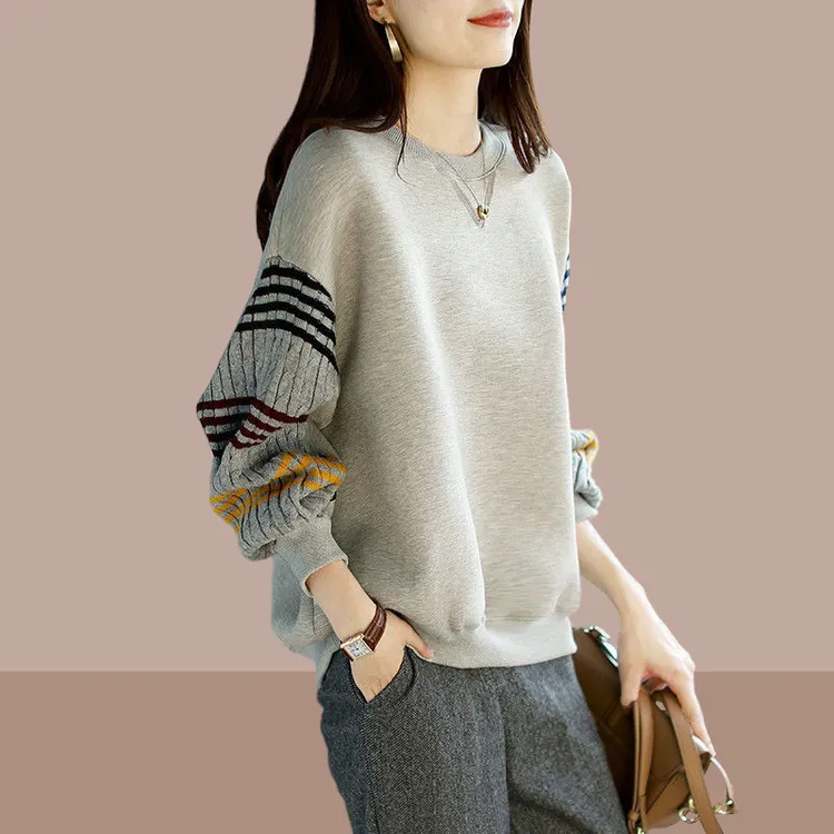 大码女装胖mm新款圆领卫衣2025春秋韩版慵懒风洋气显瘦长袖女上衣