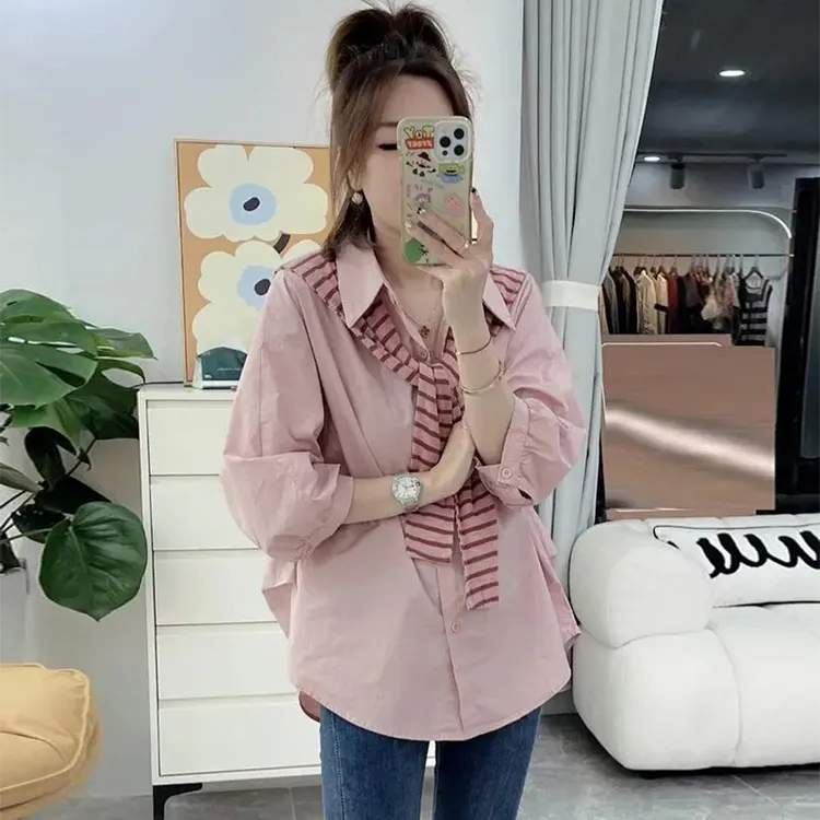 时尚气质减龄小个子披肩衬衫2025春秋新款通勤女装小众设计感上衣