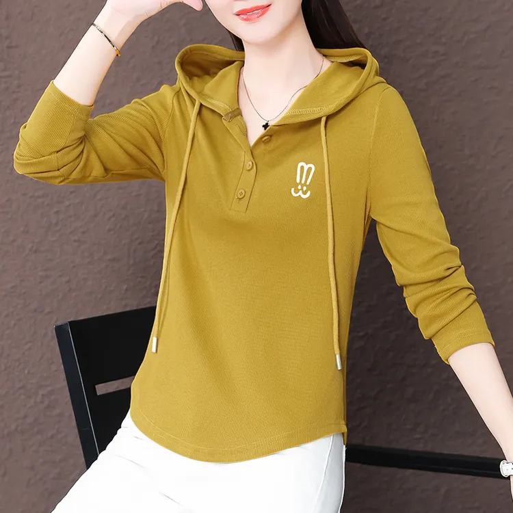 洋气减龄休闲时尚卫衣T恤2025春秋新款通勤女装简约百搭连帽上衣