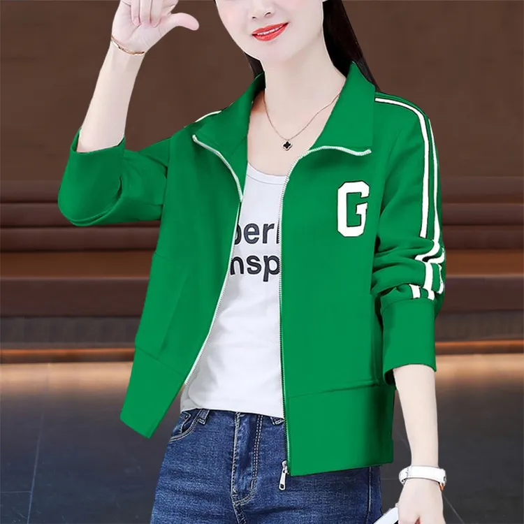纯色拉链开衫外套女款春秋季2025新款微胖显瘦洋气时尚长袖女上衣