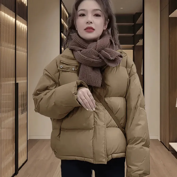 开衫女士棉服短款2025秋冬新款小个子时尚立领加厚面包服外套爆款