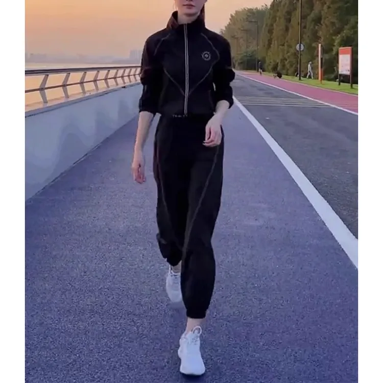 香朵儿户外运动健身外套长裤两件套2025春秋新款百搭品质女装套装