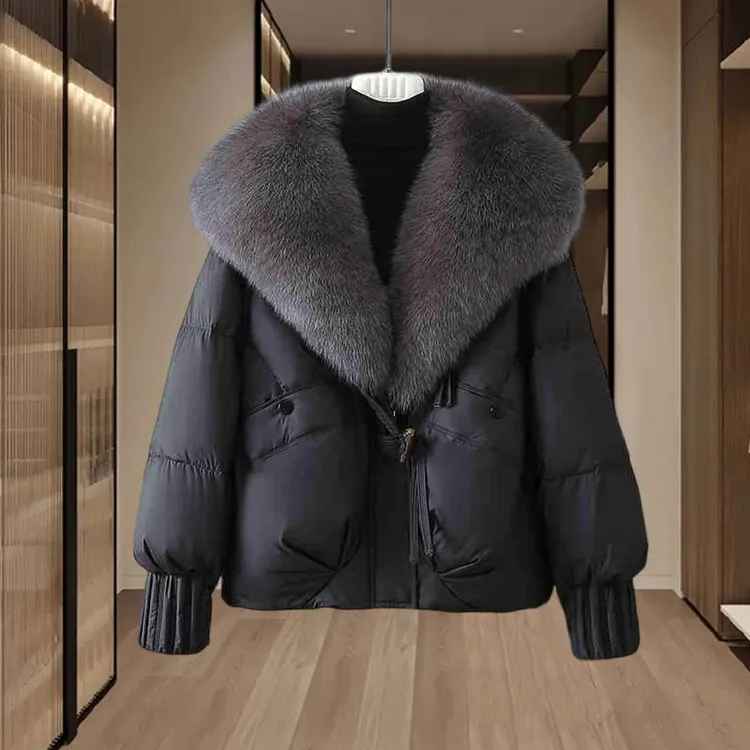 高级感宽松休闲棉服女2026冬季新款时尚保暖大毛领设计感气质外套