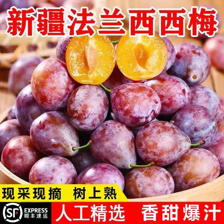 【顺丰快递】新疆喀什法兰西西梅 3/4斤 新鲜采摘 果型饱满香甜多汁