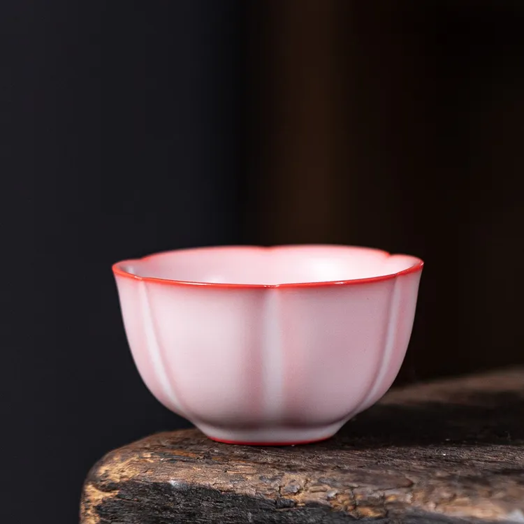 高档猪油冻主人杯粉色汝窑茶杯功夫茶具个人小号喝茶杯家用杯盏