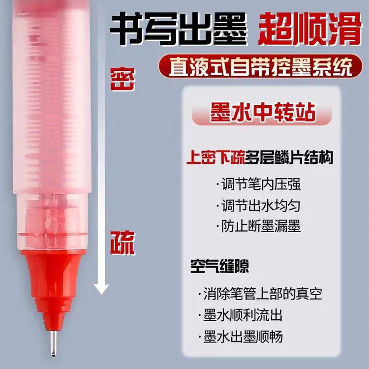红色直液式走珠中性笔速干st水性笔0.5老师批改试卷作业红笔