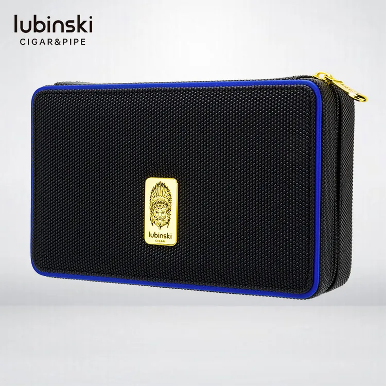LUBINSKI便携雪茄盒工具三件套装硅胶皮雪松木含打火机剪刀烟具