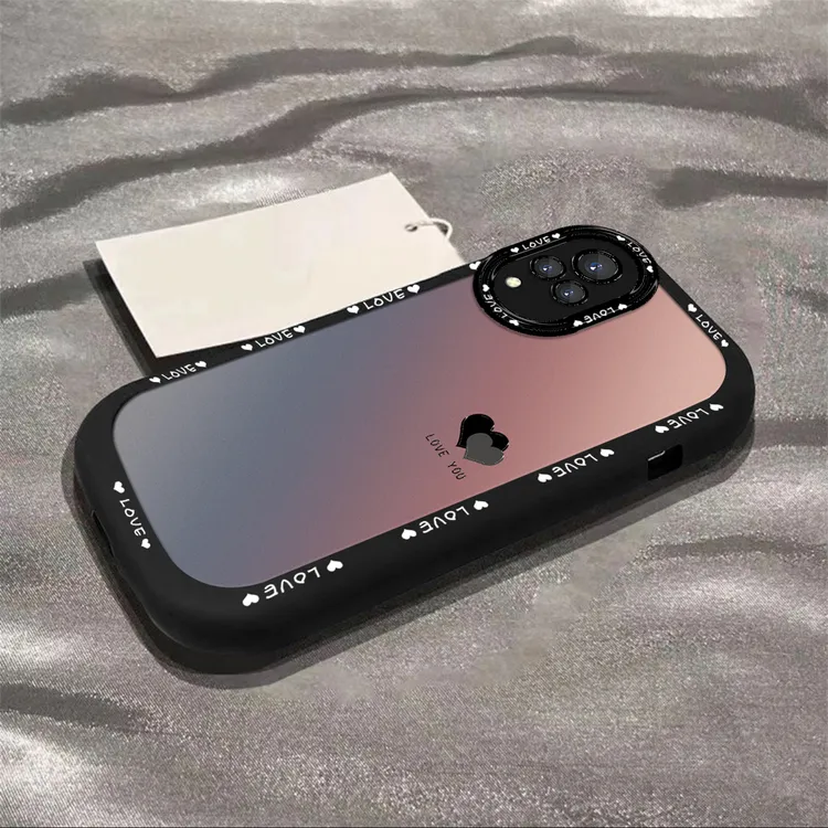 适用于【VIVO】S9渐变黑色爱心简约创意网红全包硅胶泡芙壳