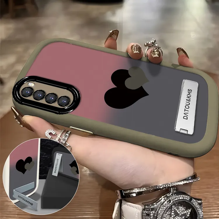 适用于【华为】Nova7新款渐变黑粉双爱心女款防摔手机壳