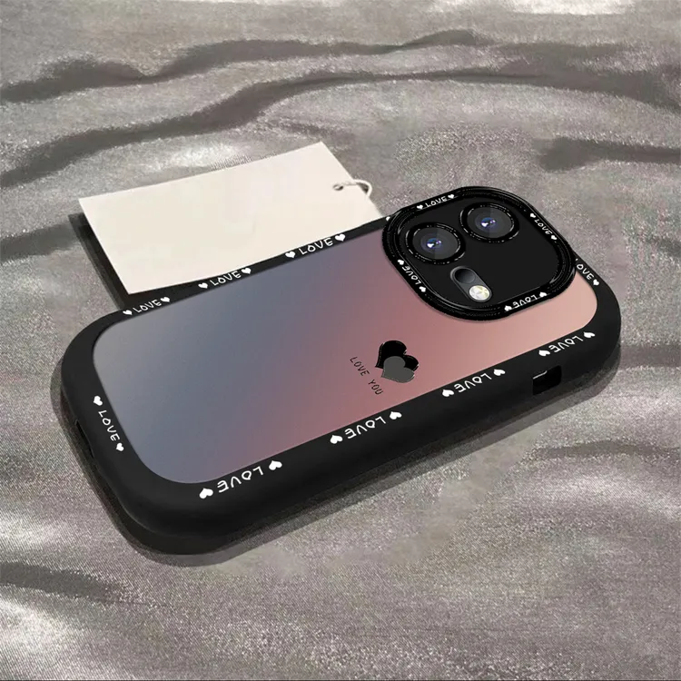 适用于【VIVO】IQOONEO8/8Pro渐变黑色爱心简约创意硅胶泡芙壳