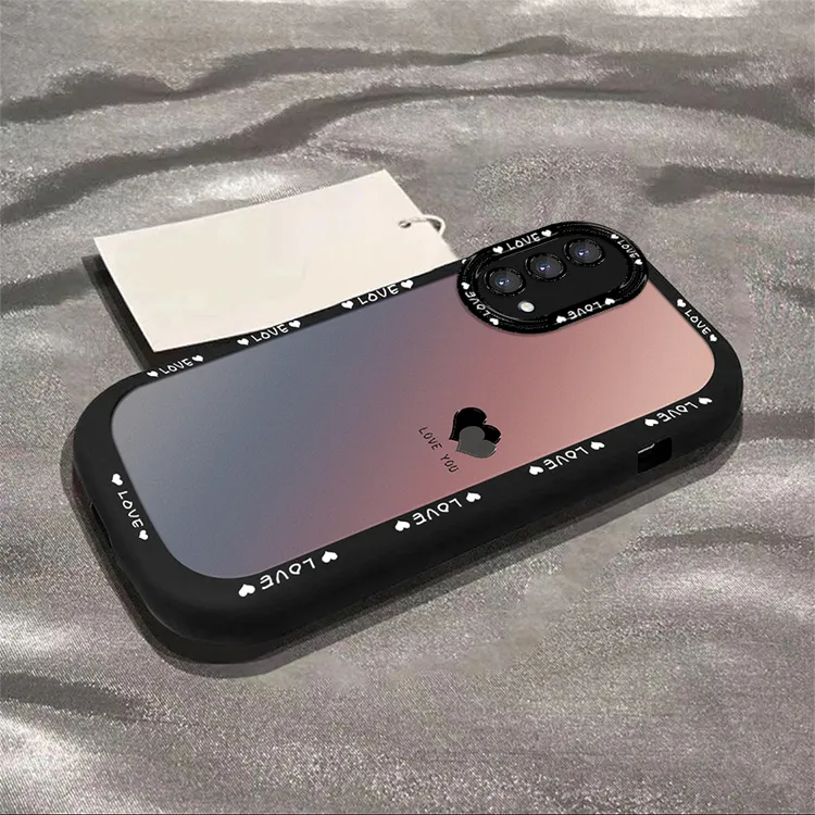 适用于【OPPO】A93【5G】/A93S【5G】渐变黑色爱心简约创意泡芙壳