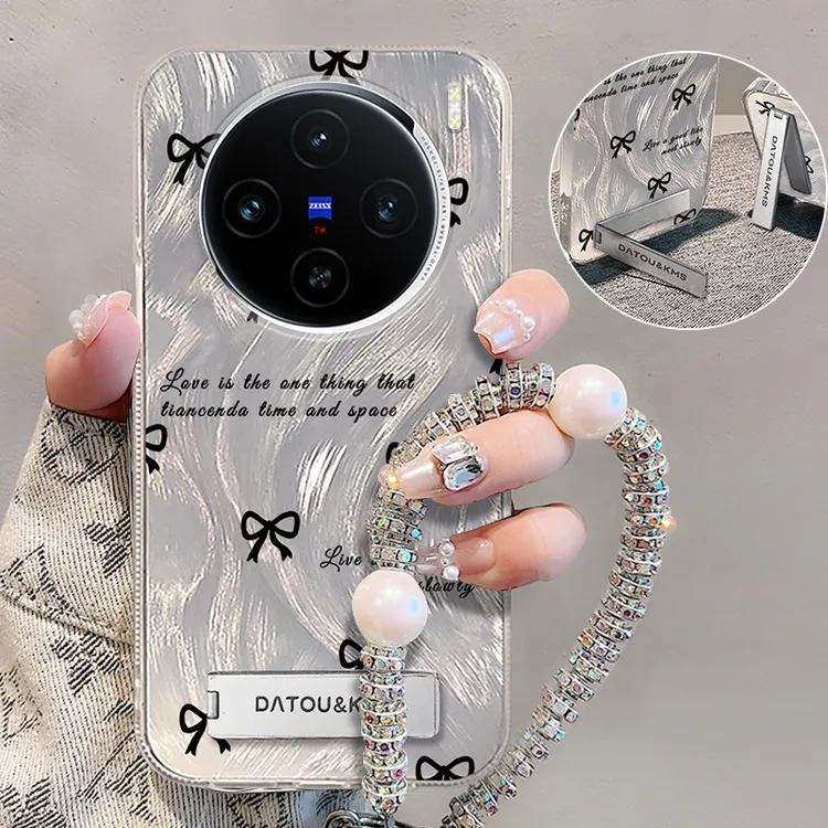 适用于【VIVO】X100简约满屏蝴蝶结新款女款羽纱手机壳