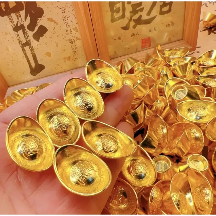 高档实心沙金大元宝摆件聚宝盆米缸填充物家用客厅办公室礼品