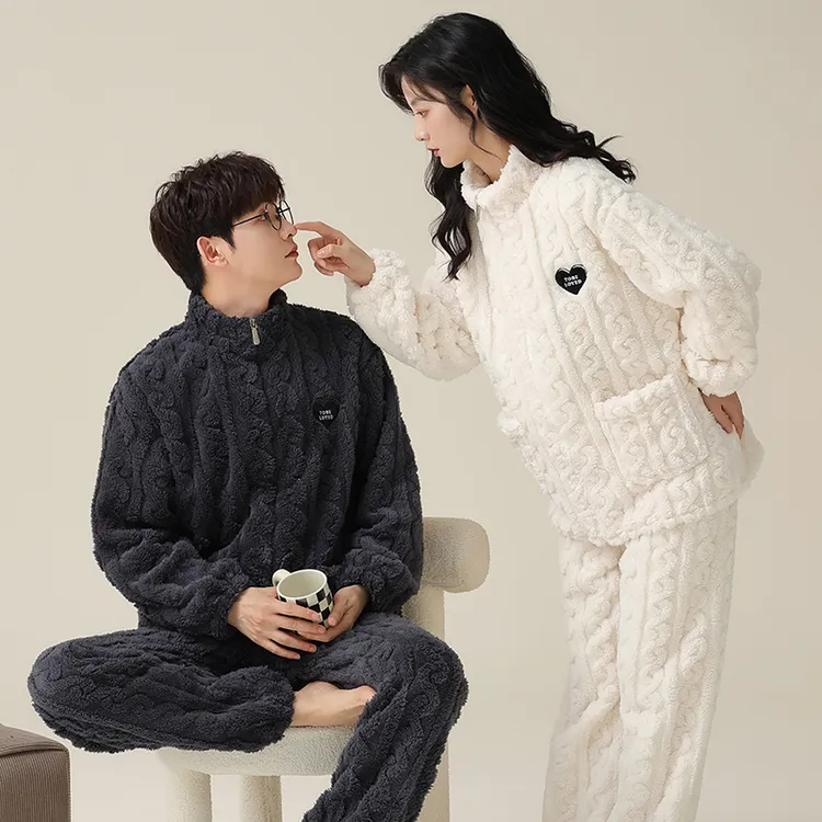 情侣睡衣秋冬季珊瑚绒加厚保暖女士2025新款法兰绒家居服男士套装
