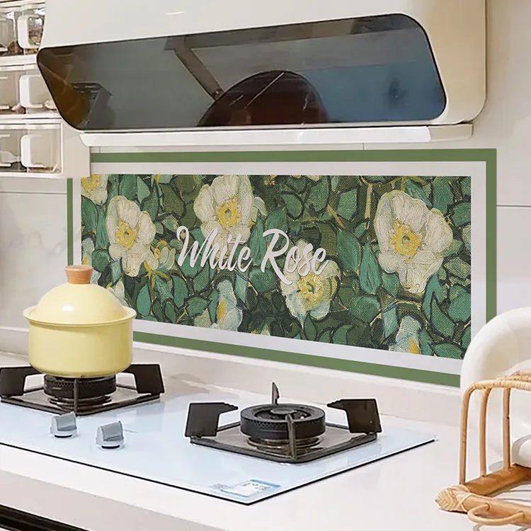 厨房防油贴纸艺术自粘墙纸防水耐高温加厚灶台贴油烟机墙面可擦洗