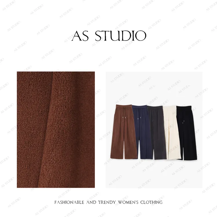 【AS暖宝宝】lu系显瘦软糯绒感松紧腰休闲裤AS24QKU579