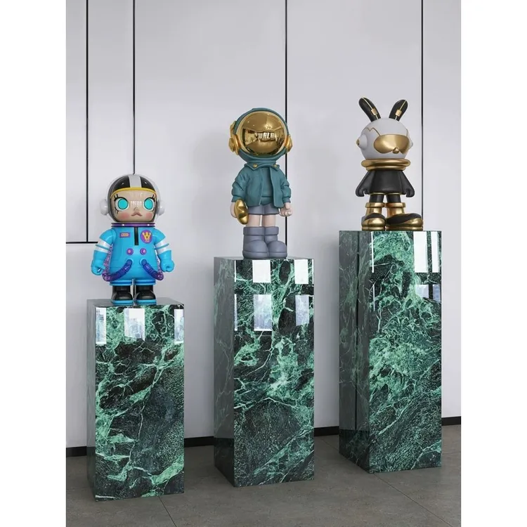 普拉达绿轻奢岩板花架新款式客厅柱子摆件定制玄关岩板立柱摆件