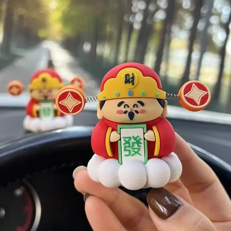 可爱卡通小财神爷神仙汽车摆件创意发财车载装饰品车财神立体摆件