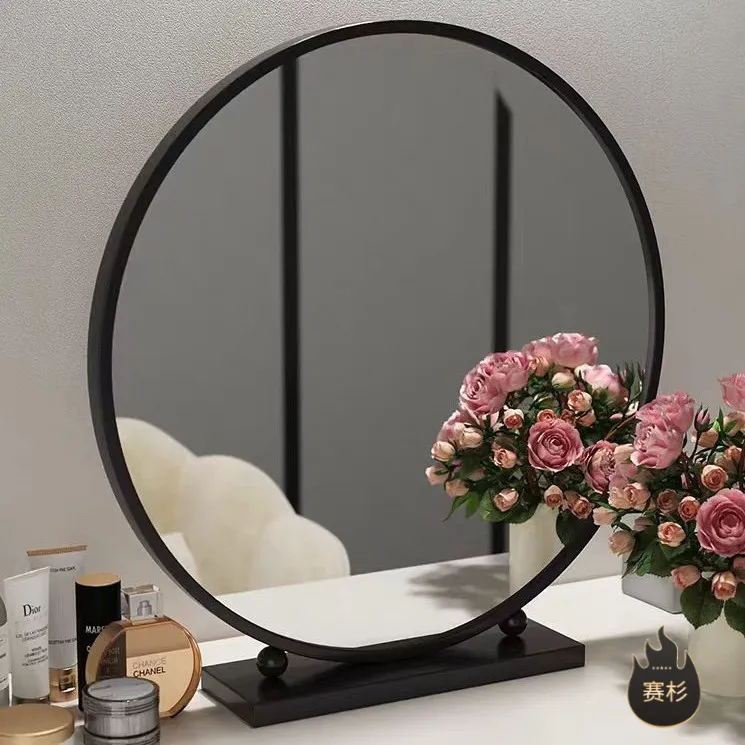 梳妆台化妆镜led带灯桌面台式补光宿舍学生网红卧室ins风大号镜子
