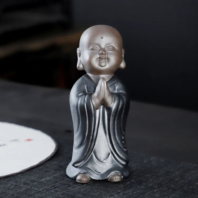 祈福小和尚茶宠摆件精品可养禅意装饰品茶桌摆设茶道茶具配件人物