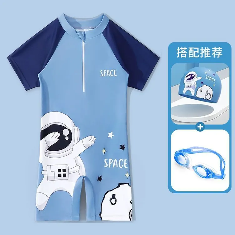 儿童泳衣男童2025新款连体泳裤防晒速干宝宝男孩游泳训练温泉泳装