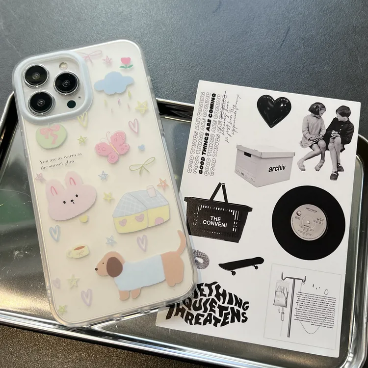 苹果手机壳磨砂兔子腊肠狗适用于苹果12手机壳苹果15系防摔小众