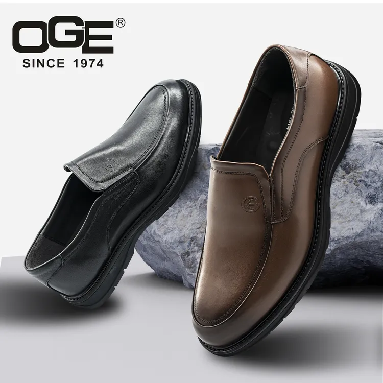 OGE/欧歌男士休闲皮鞋舒适防滑爸爸鞋透气软底老人鞋时尚商务鞋