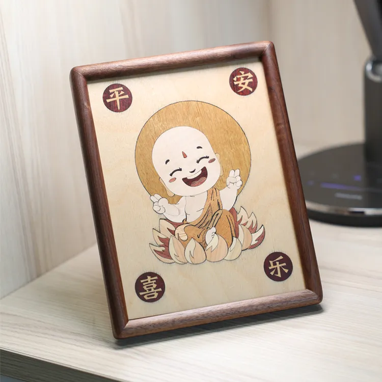 平安喜乐小摆件实木镶嵌创意生日礼物送女生闺蜜朋友同事国潮礼品