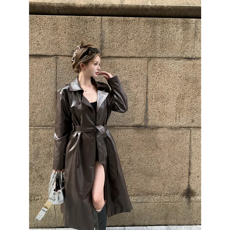 美拉德复古中长款过膝春秋外套高级感风衣气质时髦大衣2025年女装