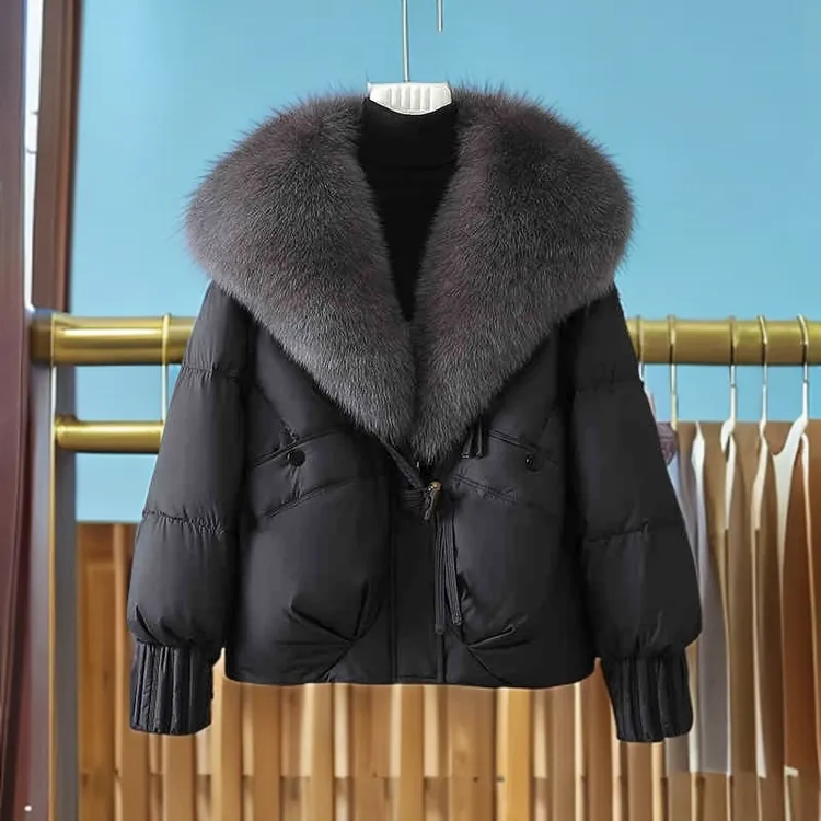 高级感超好看棉服女2025冬季新款保暖加厚可卸毛领宽松面包服外套