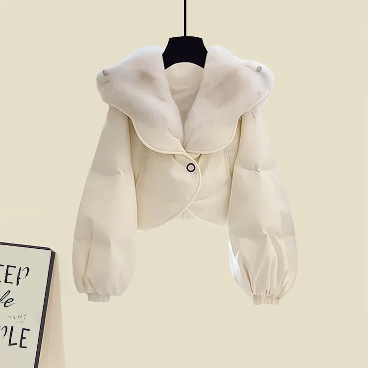 小香风白色短款棉服加厚冬季2025时尚韩系新款小个子百搭保暖宽松