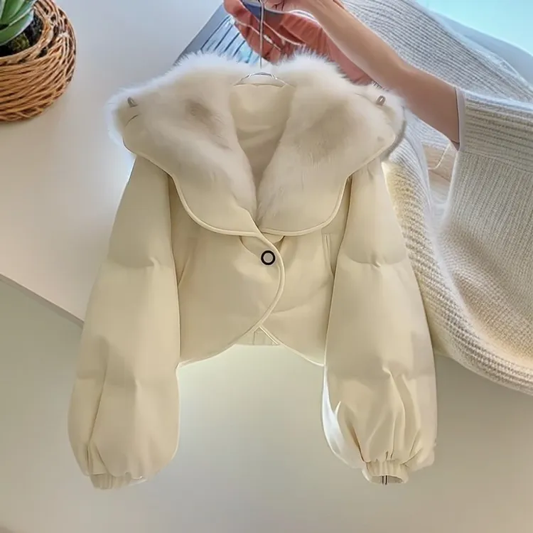 小香风白色短款棉服加厚冬季2025时尚韩系新款小个子百搭保暖宽松