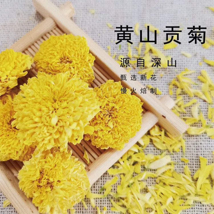 安徽黄山颗粒贡菊皇菊高山种植一朵一杯无硫熏清新干净耐泡菊花