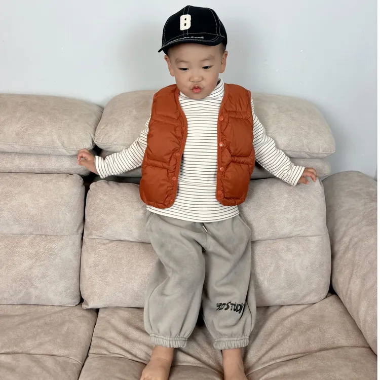 秋冬儿童保暖棉马甲纯色时尚百搭男童女童冬款耐洗耐穿